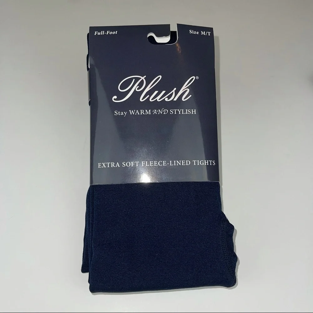 Revolve Plush Fleece Lined Tights Full Foot Navy M